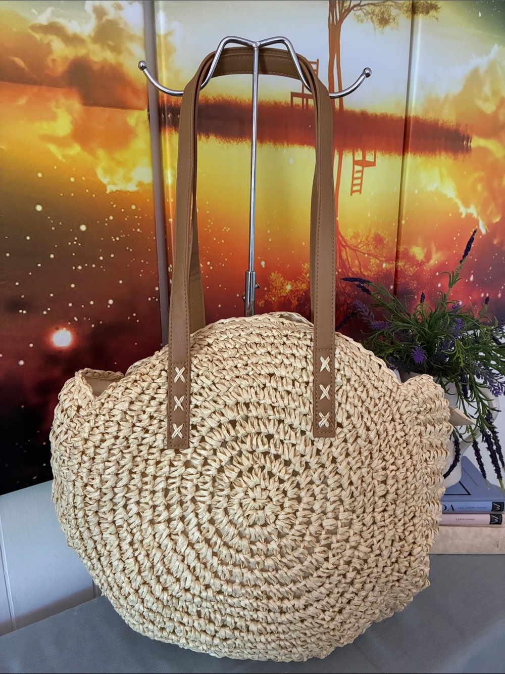 Round Straw Tote Bag